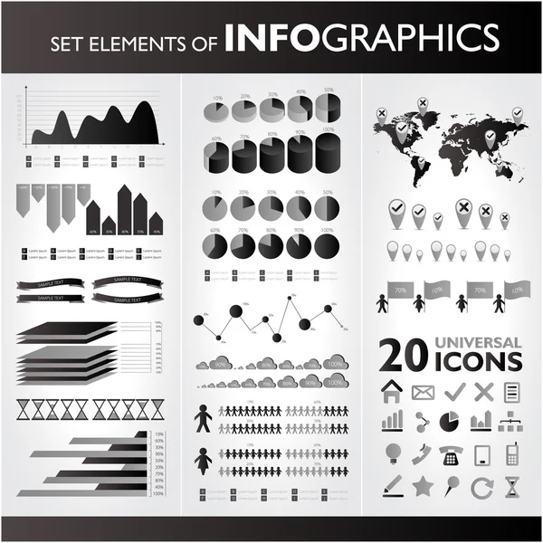 Schwarzweiß-Infografik Set — Stockvektor