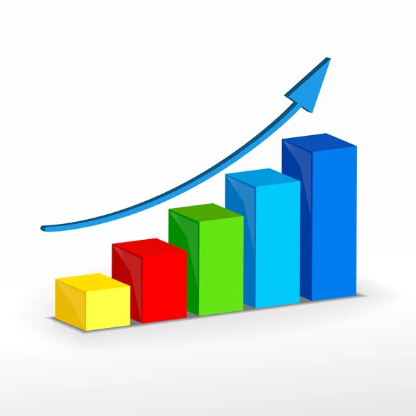 başarı renkli büyüme ile mavi ok.