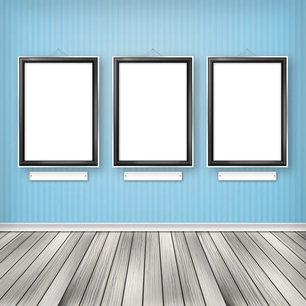 Three empty frames on a wall — Stock Photo, Image