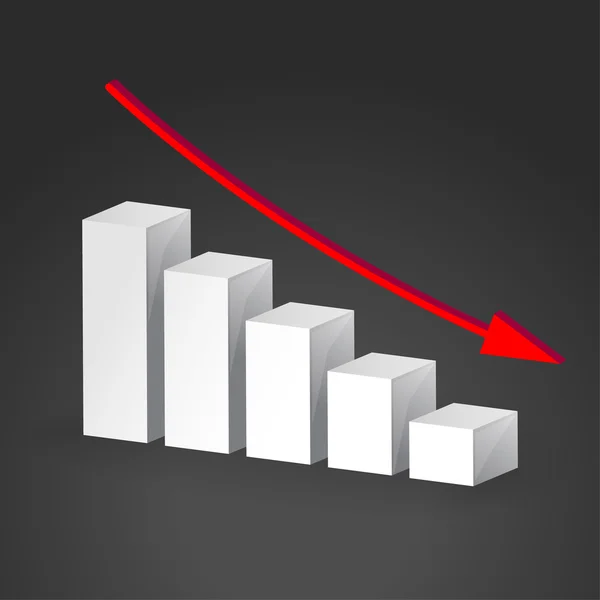 3D business decline graph. Vector business concept — Stock Vector