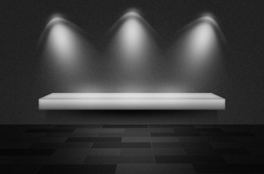 siyah doku sahne veya spotlight ve boş raf arka plan