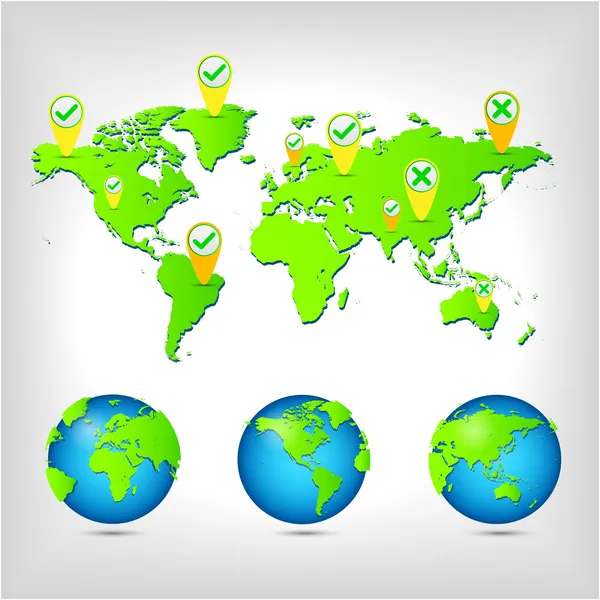 Carte du monde. Globe . — Image vectorielle