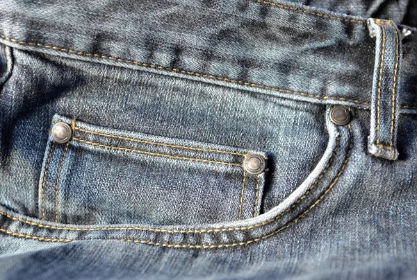 Blue jeans pocket close up. — Stock Photo, Image