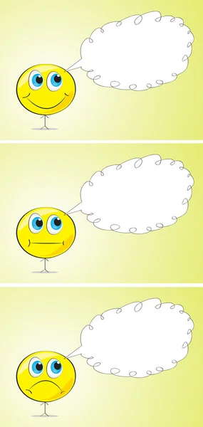 Homme drôle de différentes humeurs et bulle de parole — Image vectorielle