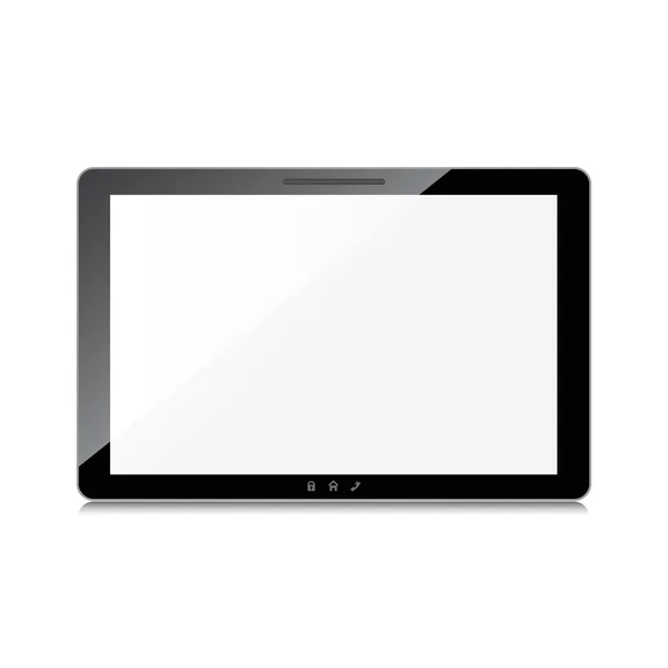 Computador tablet preto isolado em fundo branco. Vetor . — Vetor de Stock