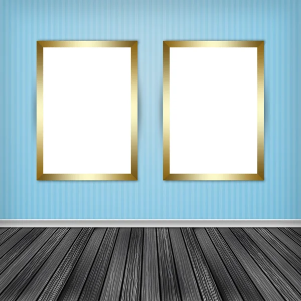 Twee lege frames op een muur — Stockfoto