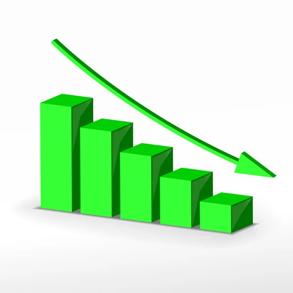 3D business decline graph. Vector business concept — Stock Vector