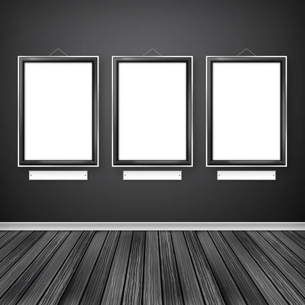 Tři prázdné rámečky na zeď — Stock fotografie