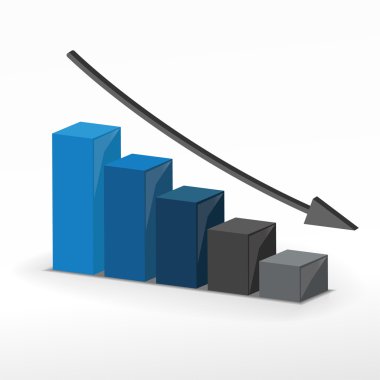 3D iş düşüş grafiği. vektör iş kavramı