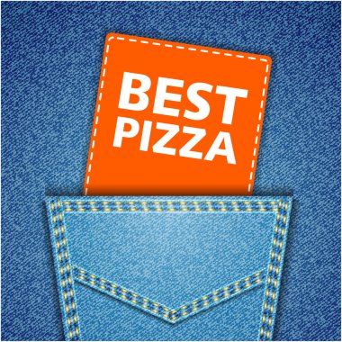 Mavi jeans arka cebinde gerçekçi denim doku ile en iyi pizza t