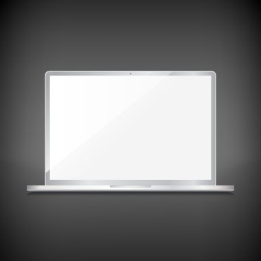 koyu arka plan üzerinde izole gerçekçi laptop temiz ekran