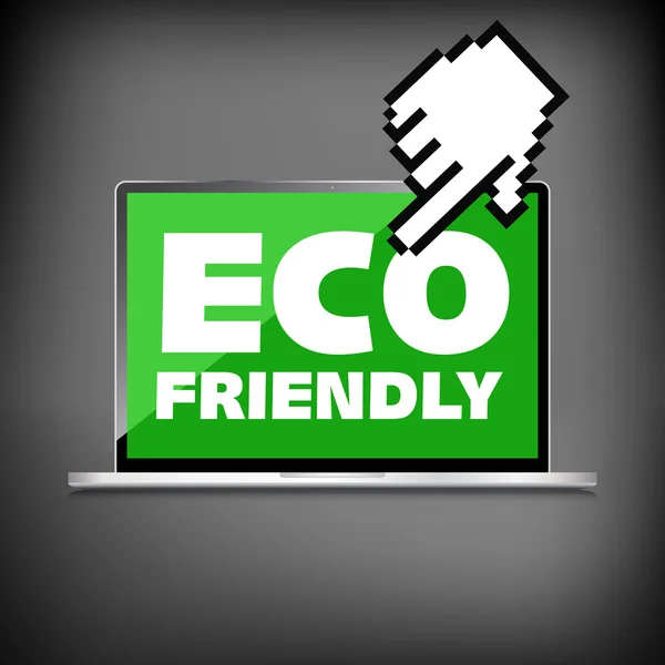 Eco friendly word on High-quality laptop screen. Think Green. Ec — Stock Vector