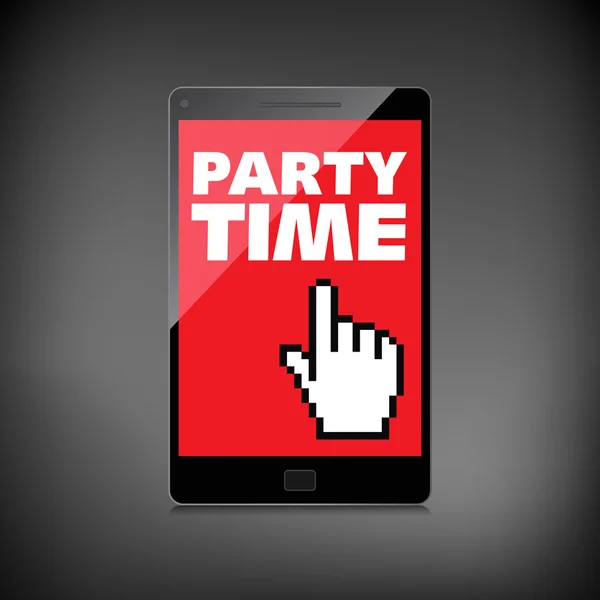 Pantalla de palabras de tiempo de fiesta en la pantalla del teléfono inteligente de alta calidad . — Vector de stock