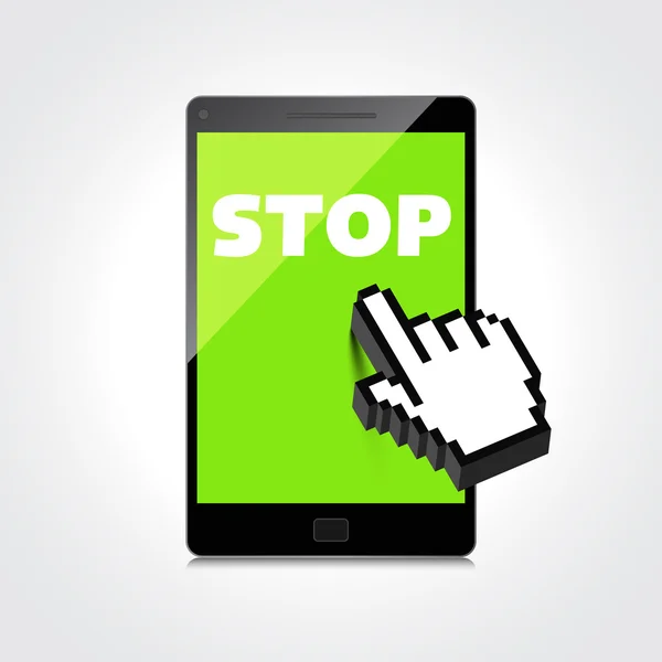 Stopp-Wort-Anzeige auf hochwertigem Smartphone-Bildschirm. — Stockvektor