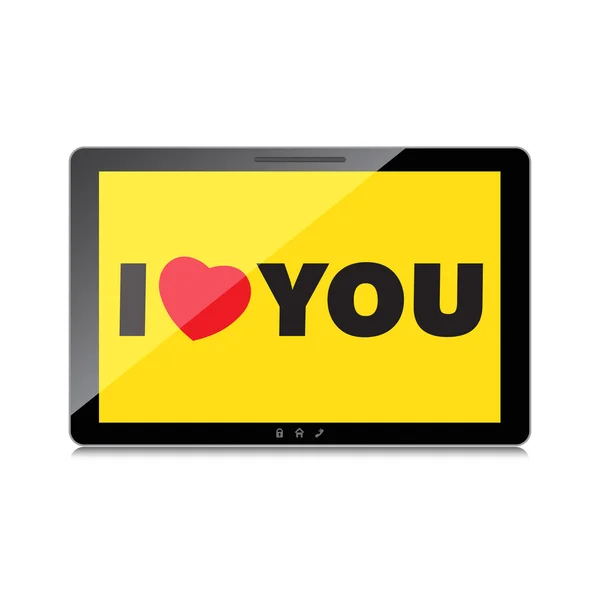 Ich liebe dich valentine web, modernes konzept. hochwertiges Tablet sc — Stockvektor