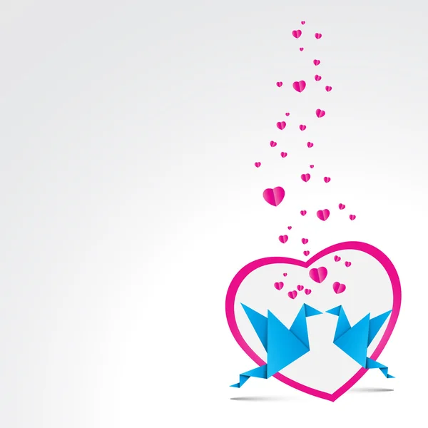 Zwei küssende Origami-Vögel. love card konzept happy valentines da — Stockvektor