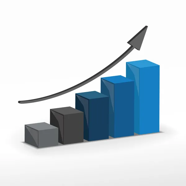 Gráfico de barras de crescimento 3D. Conceito de negócio vetorial . —  Vetores de Stock