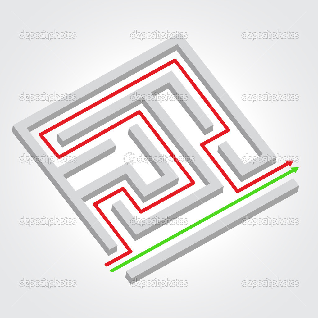 Labyrinth with arrow. Vector illustration. Business concept