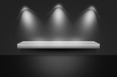 siyah doku sahne veya spotlight ve boş raf arka plan