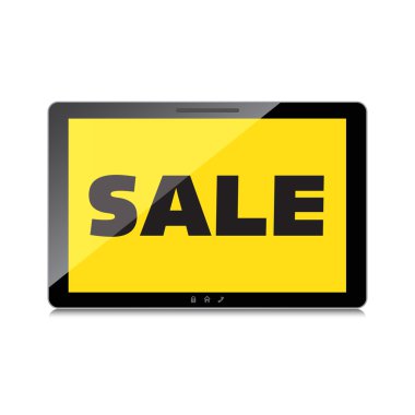 Satılık, etiketleme, yüksek kaliteli tablet ekranında indirim. azaltılmış