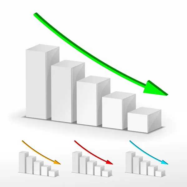 3D iş düşüş grafiği. vektör iş kavramı