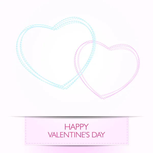 Love card happy valentines day concept. Herzform mit Schatten. — Stockvektor