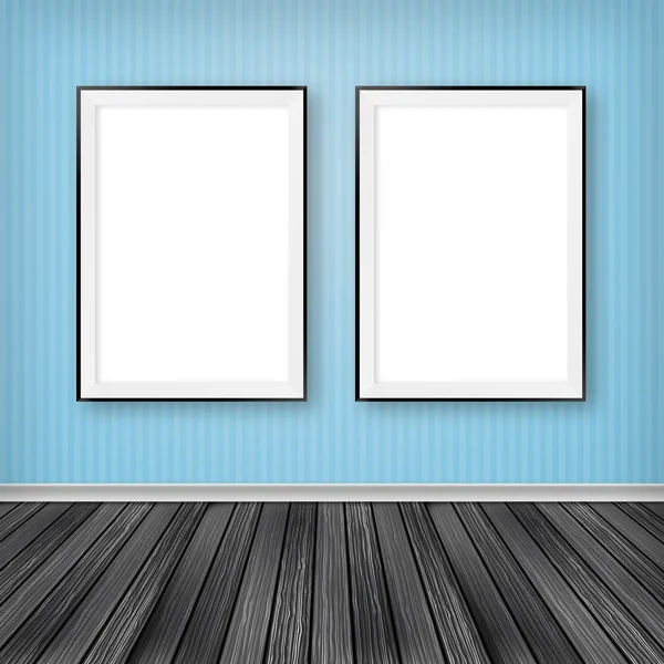 Twee lege frames op een muur — Stockfoto