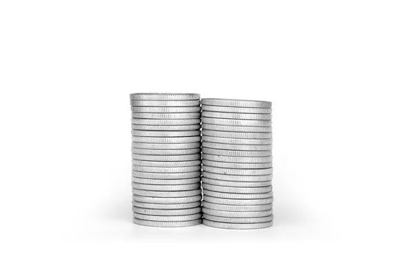 Серебряная монета на белом фоне — стоковое фото