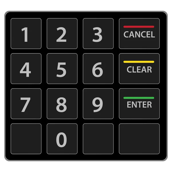 Teclado del cajero automático aislado en blanco. Versión vectorial . — Archivo Imágenes Vectoriales