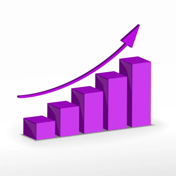Gráfico de barras de crecimiento 3D. Concepto de negocio vectorial . — Vector de stock