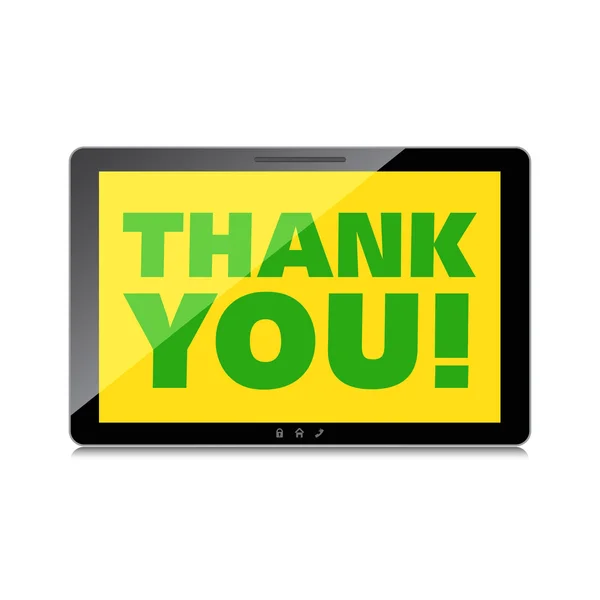 Affichage des mots de remerciement sur écran de tablette de haute qualité . — Image vectorielle