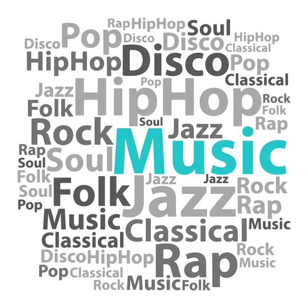 Text cloud. Music wordcloud. Tag concept. Vector illustration. — Stock Vector