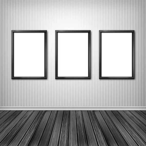 Three empty frames on a wall — Stock Photo, Image