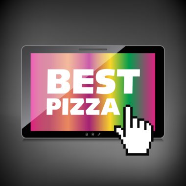 yüksek kaliteli tablet ekranıyla etiketi en iyi pizza. özel olarak