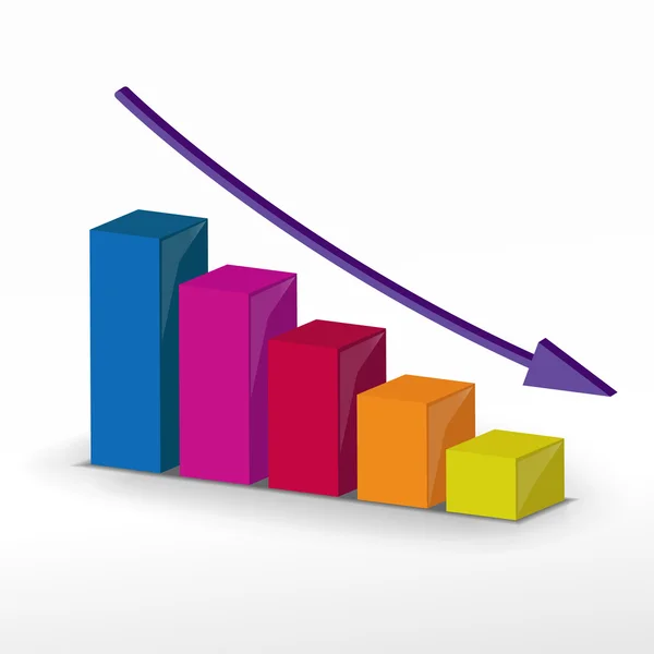 Gráfico de declive del negocio 3D. Concepto de negocio vectorial — Vector de stock