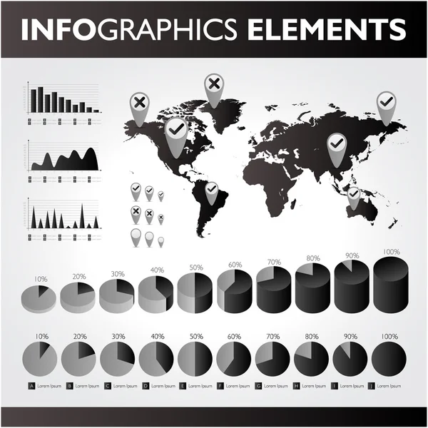 Black and white infographics set. Vector icons. — Stock Vector