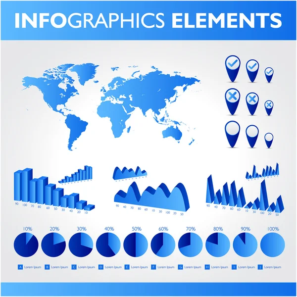 Blue infographics. Universal vector icons set. Statistic. Stock Illustration