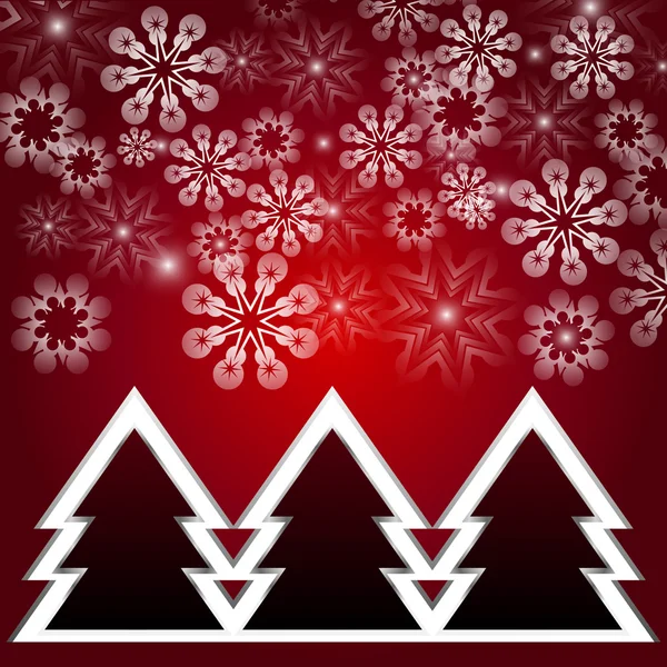 Snöflingor och julgranar — Stock vektor