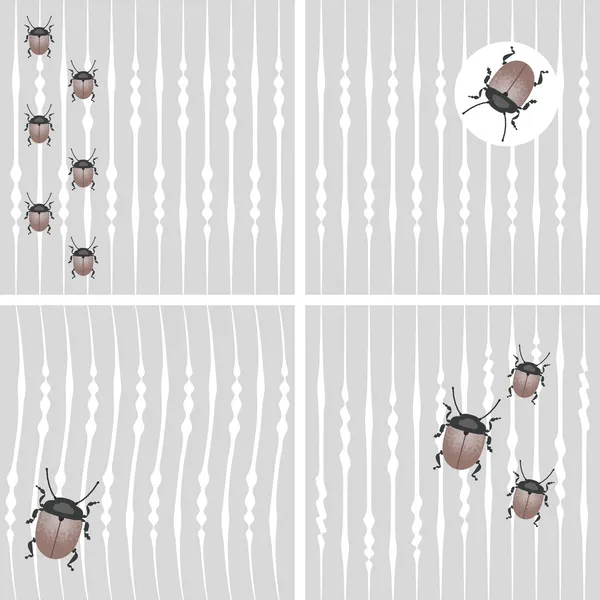 Серый фон с жуками — стоковый вектор