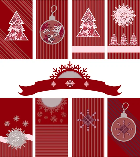 Christmas set in red colors — Stock Vector