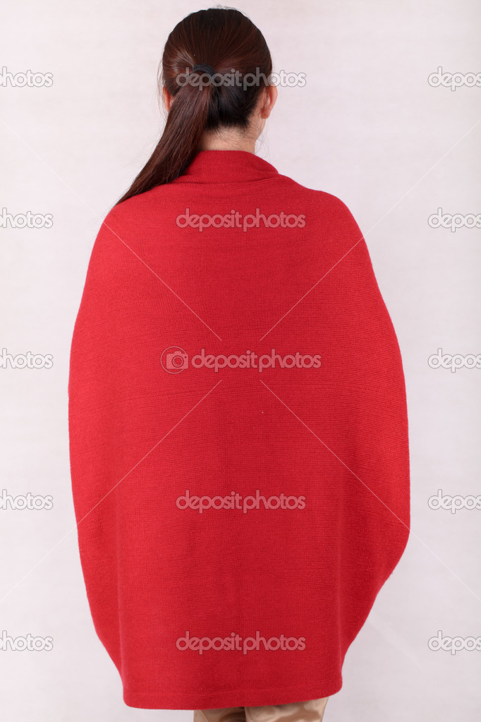 Chinese woman wearing a red dress