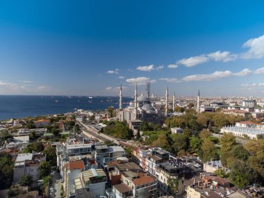 Türkiye 'nin İstanbul kentindeki Mavi Cami' de hava manzarası
