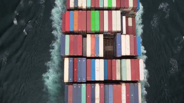 Groot schip met containers in Bosporus, Turkije — Stockvideo