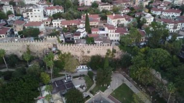 Antalya 'nın Antalya ilçesindeki antik kalenin hava manzarası