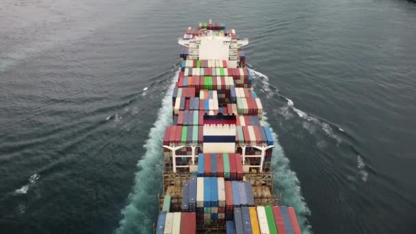 Большой корабль с контейнерами в Босфоре, Турция — стоковое видео