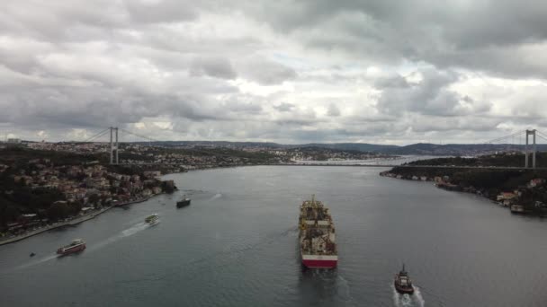Grande nave gru a Bosforo, Turchia — Video Stock
