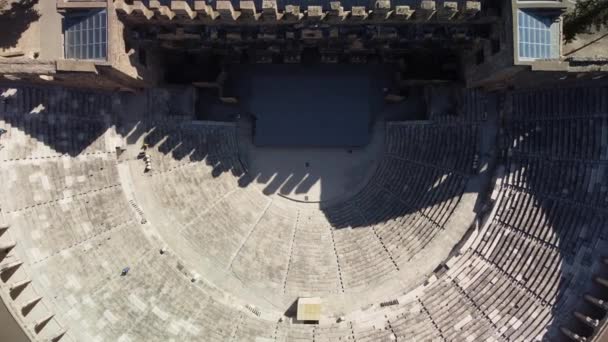 Veduta aerea sull'antico anfiteatro Aspendos, Turchia — Video Stock