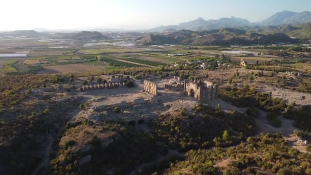 고대 도시 아스 펜 도스, 터어 키의 폐허 — 비디오