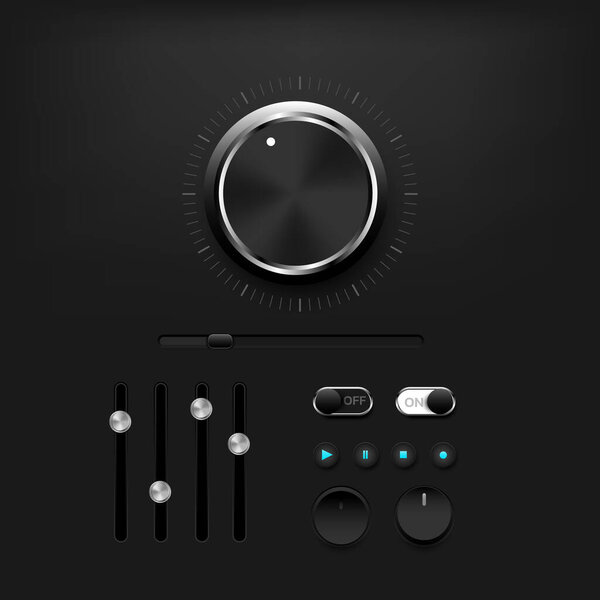 Modern control button on dark background