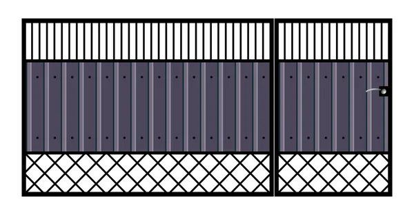 Cancello in ferro con porta . — Vettoriale Stock